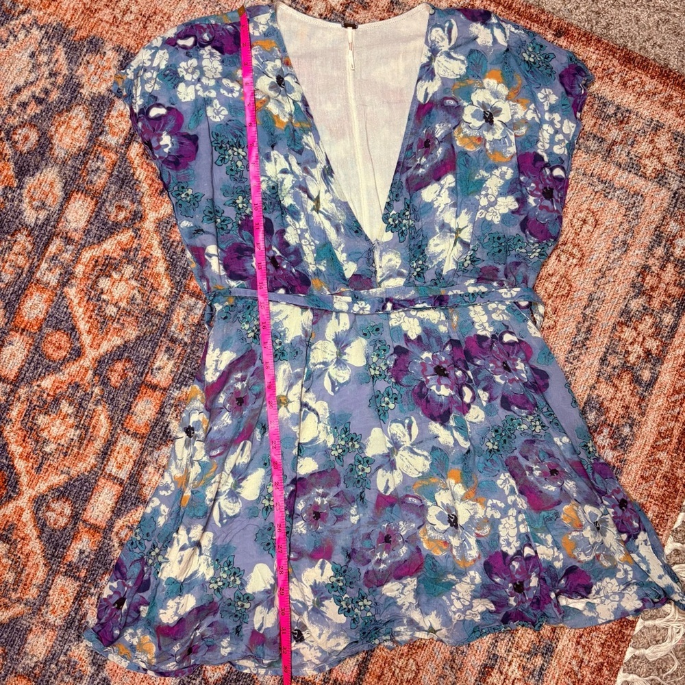 Free People Freddy Tie Floral Mini Dress size Large - Picture 12 of 15